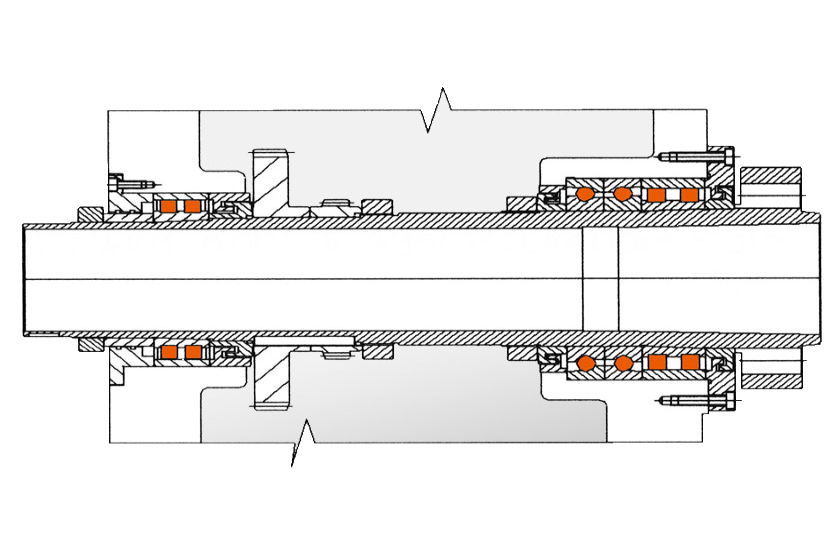 Technische Skizze der Hauptspindellagerung der CNC Zyklendrehmaschine